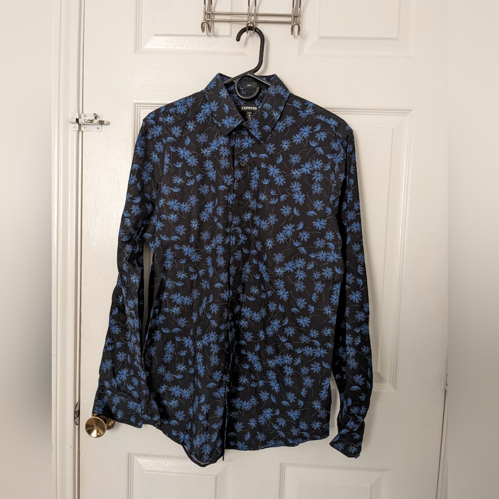 Express Black and Blue Patterned Shirt